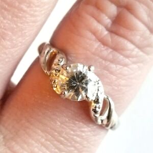 Vintage Lind ring faux diamond ring silver tone size 11 eleven solitaire